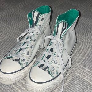 CUSTOM GREEN AND ZEBRA CONVERSE